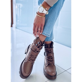 Stivali stringati con tacco Brooks Khaki beige marrone 2