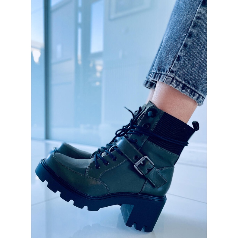 Stivali stringati con tacco Brooks DK.GREEN verde 1