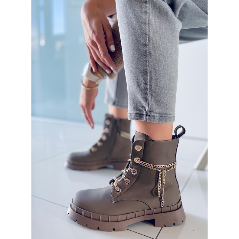 Stivali stringati di Lohan Khaki marrone cachi 1