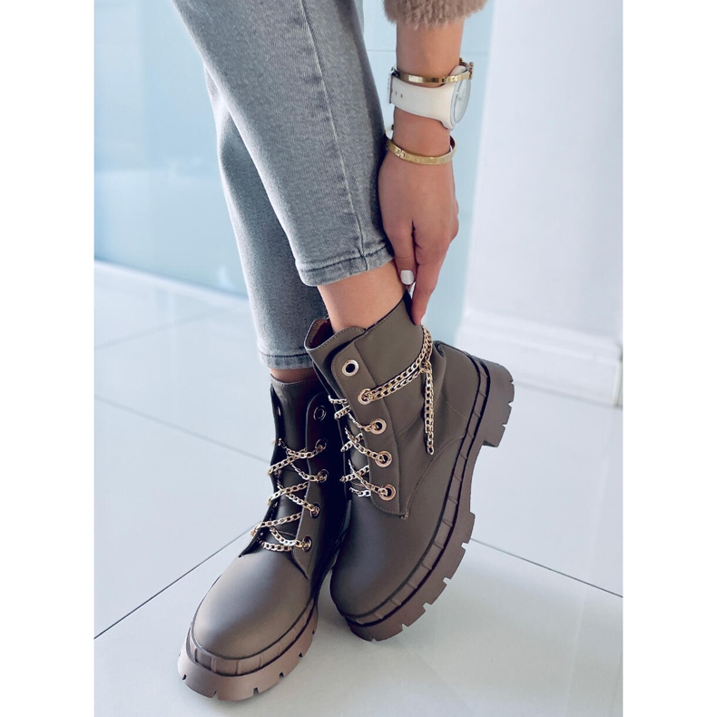Stivali stringati di Lohan Khaki marrone cachi 2