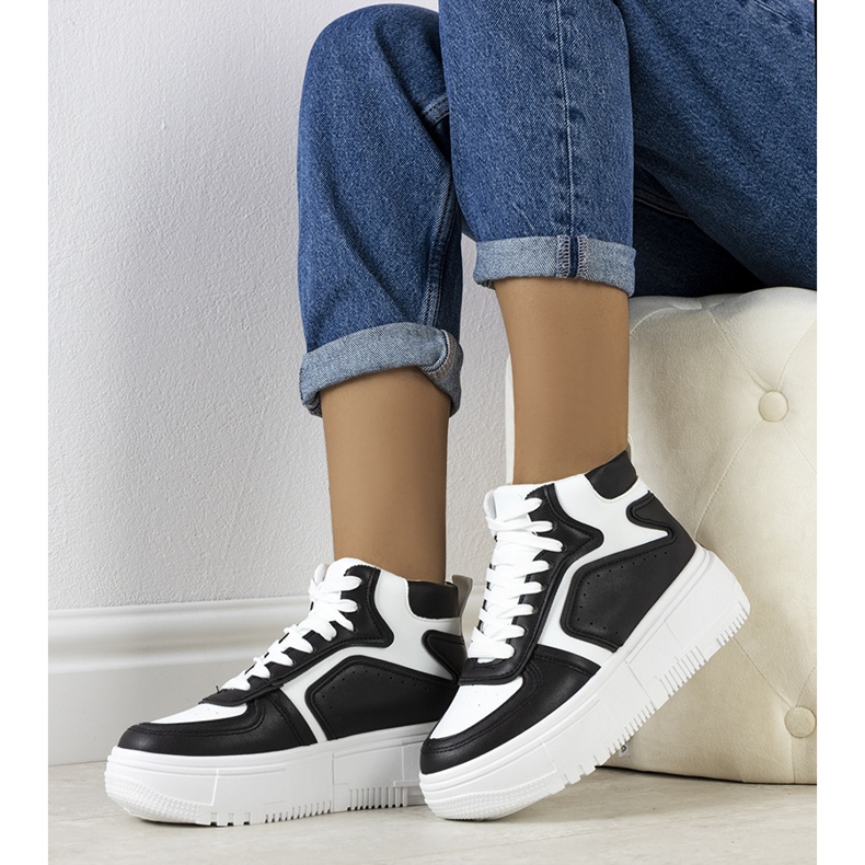 Sneakers alla caviglia Zetta bianche e nere bianco nero 1