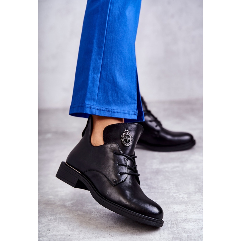 Vinceza Stivali Stringati In Pelle Con Ritagli Fabiana Nera nero 1