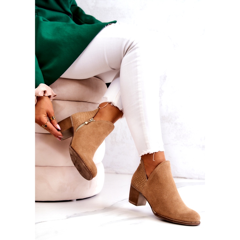 PL5 Stivali da donna in pelle su tacco Camel Larsa marrone 4