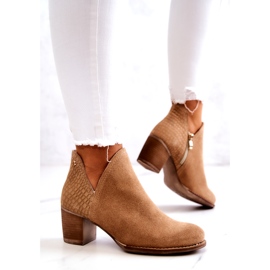 PL5 Stivali da donna in pelle su tacco Camel Larsa marrone 1