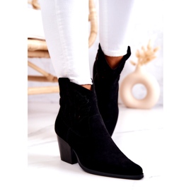 S.Barski Stivali da cowboy neri da donna in pelle scamosciata Devon nero 2