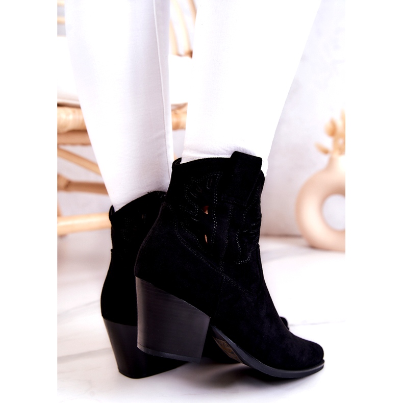 S.Barski Stivali da cowboy neri da donna in pelle scamosciata Devon nero 4