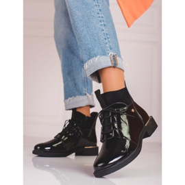 Eleganti stivali da donna con allacciatura Shelovet nero 1