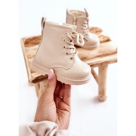 Stivali In Pelle Per Bambini Con Cerniera Beige Omua 1