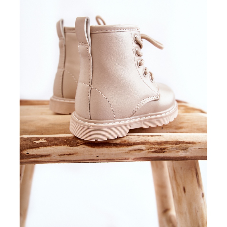 Stivali In Pelle Per Bambini Con Cerniera Beige Omua 2