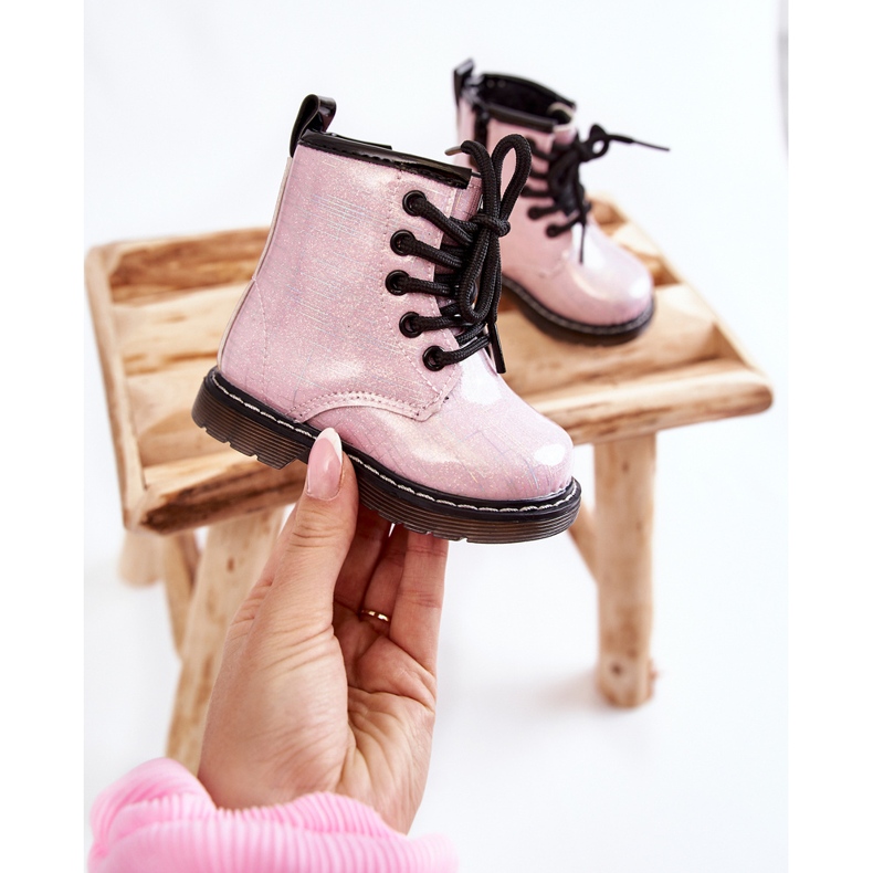 Stivali Caldi Per Bambini Con Cerniera Laccata Rosa Goopy 2