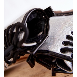 FR1 Stivali Per Bambini Caldi Con Cerniera Laccata Argento Goopy d'argento 2