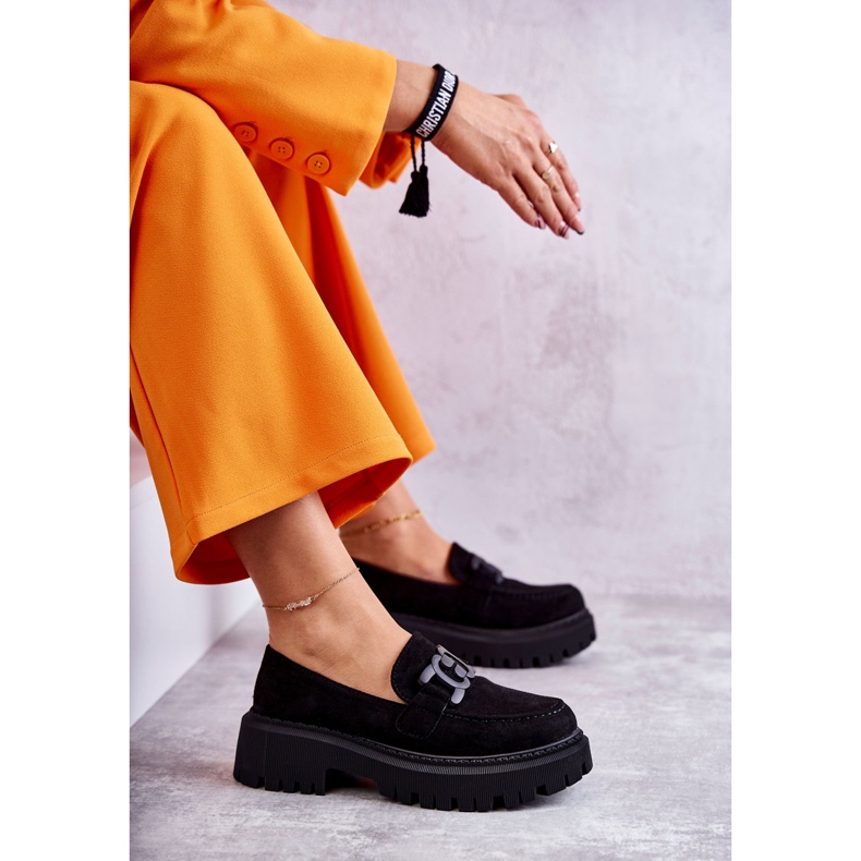 Scarpe da donna in camoscio con decorazione nera nero 3