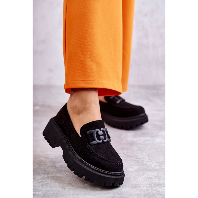 Scarpe da donna in camoscio con decorazione nera nero 1