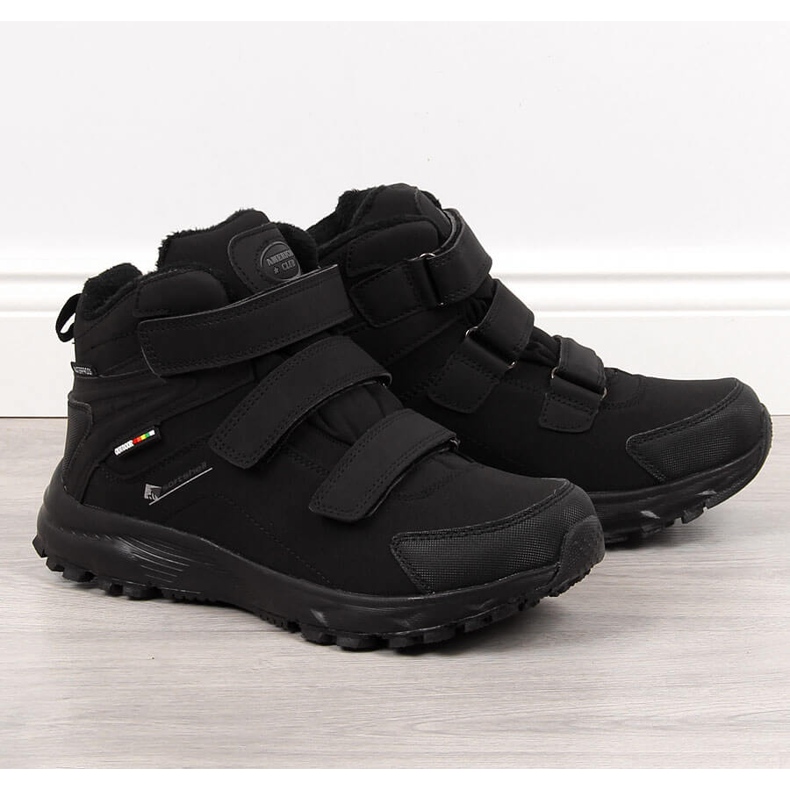 American Club Scarpe da trekking da uomo americane nere impermeabili isolanti nero 2