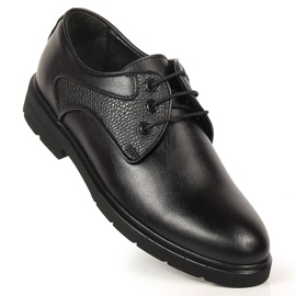 Scarpe stringate da uomo in pelle nera Kingle nero 1