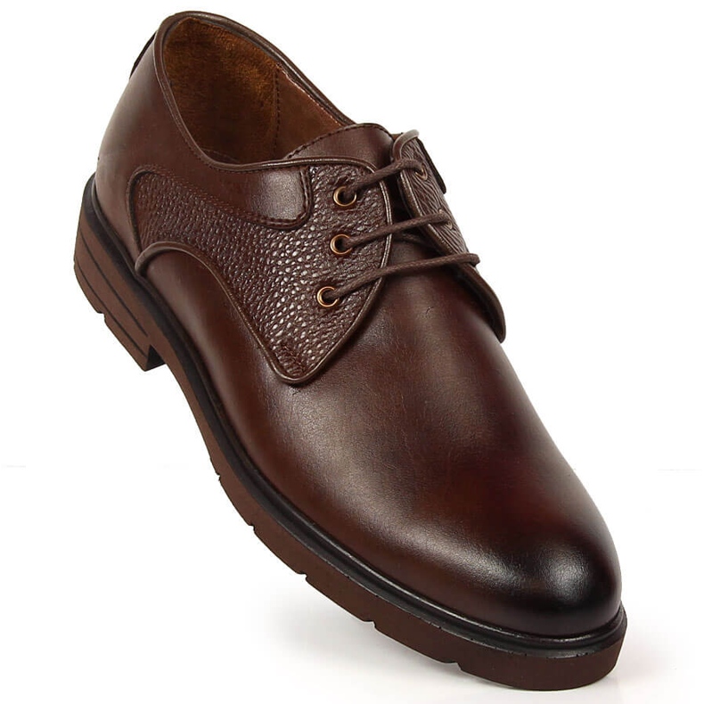 Scarpe stringate da uomo in pelle marrone Kingle 1