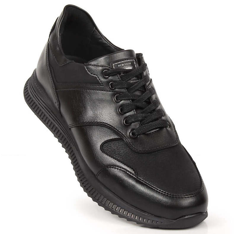 Scarpe casual da uomo in pelle nera Kingle nero 1