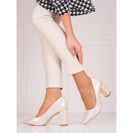 Décolleté nere da donna su un palo Shelovet alto beige 1