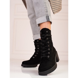 Stivaletti Shelovet da donna con lacci in suede nero 2