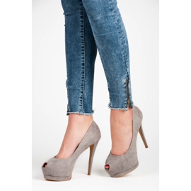 Vices Scarpe con tacco aperte in pelle scamosciata grigio 1