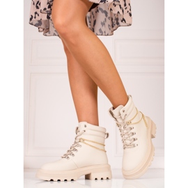 Scarponcini da trekking da donna beige con catene Shelovet 1