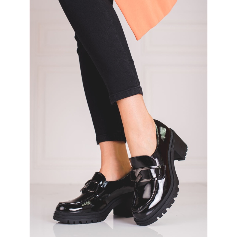 Mocassini con tacco alto Vinceza da donna nero 1