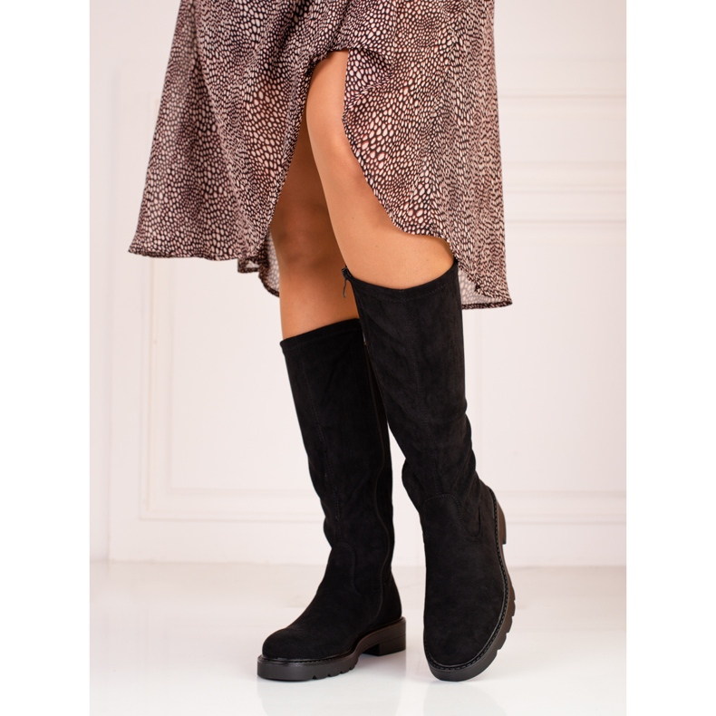 Stivale da donna in camoscio Shelovet nero 1