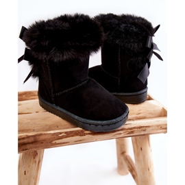 Stivali caldi neri per bambini con fiocchi Stivali da neve neri funky nero 2