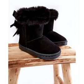 Stivali caldi neri per bambini con fiocchi Stivali da neve neri funky nero 1