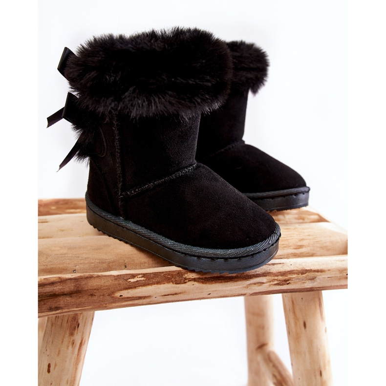 Stivali caldi neri per bambini con fiocchi Stivali da neve neri funky nero 1