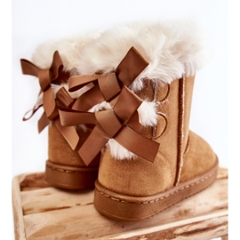 Stivali caldi per bambini con fiocchi Stivali da neve funky beige marrone 2