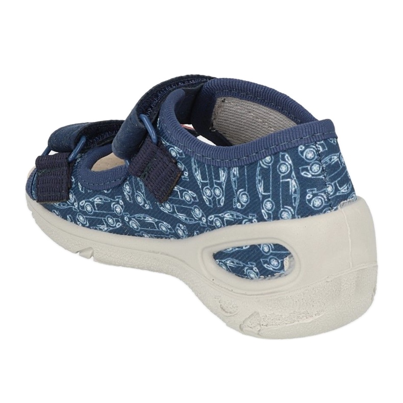 Pantofole in pu per bambini Befado con velcro 065P165 blu navy e rosso 2