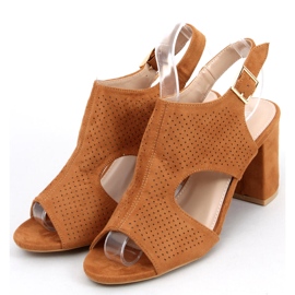 Sandali openwork tacco alto Stacy Camel JF2007 marrone 2