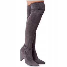 Stivali in pelle scamosciata con tacco alto Lu Boo Grey XW37356 grigio 3