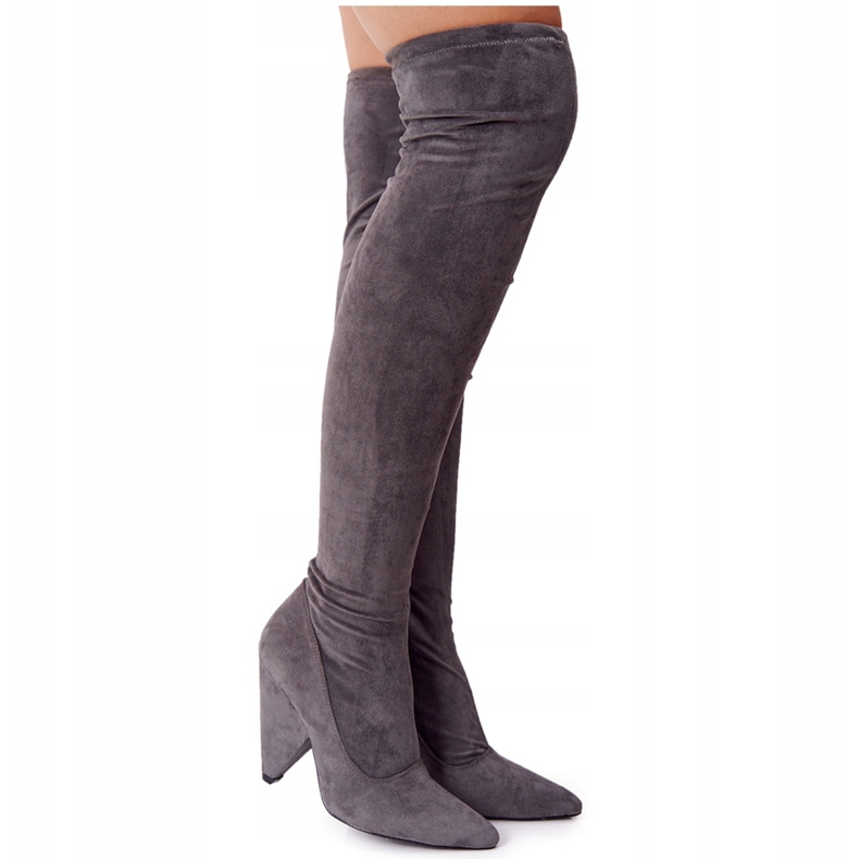 Stivali in pelle scamosciata con tacco alto Lu Boo Grey XW37356 grigio 3