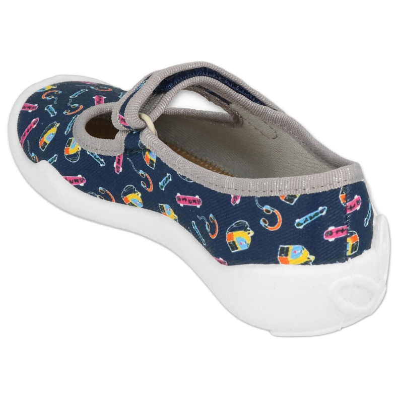 Ciabatte per bambini Befado 114Y502, blu navy con applicazioni colorate 2