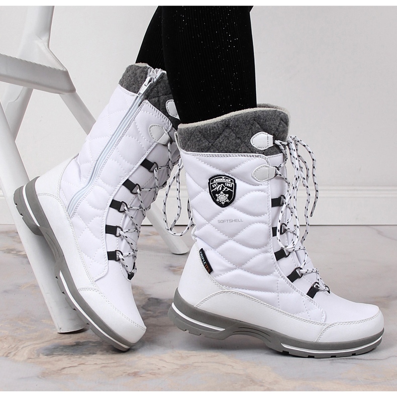 Stivali da neve da donna impermeabili invernali bianchi American Club 08/22 bianco 2