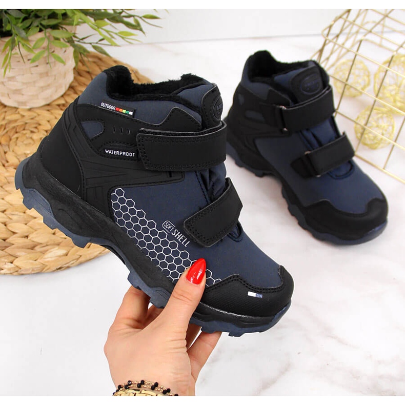 Doposci da bambino, impermeabili con velcro, colore blu navy American Club 1