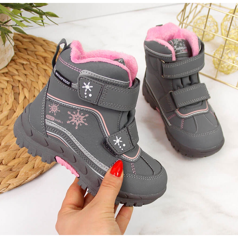 Doposci da bambina grigio American Club chiusura strappo 1