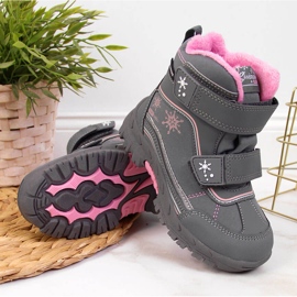 Doposci da bambina grigio American Club chiusura strappo 2