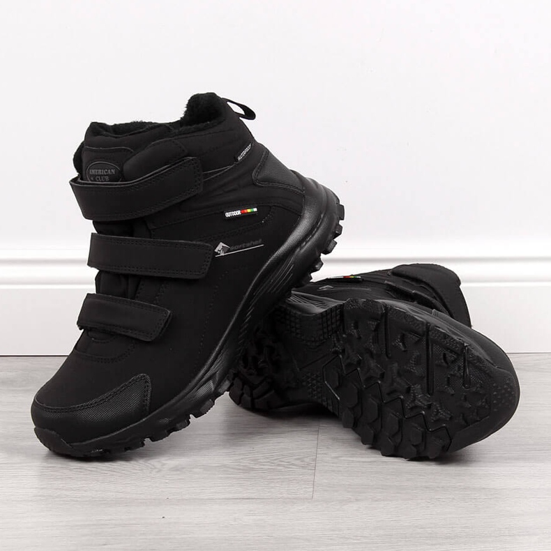 Scarpe da trekking impermeabili nere American Club con velcro nero 1
