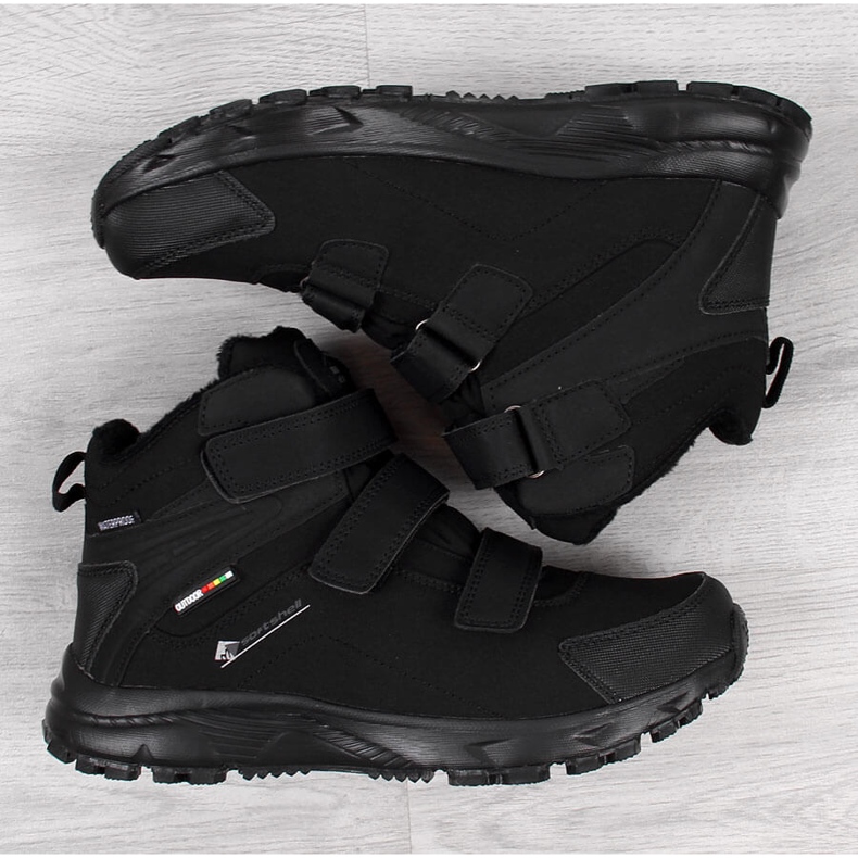 Scarpe da trekking impermeabili nere American Club con velcro nero 2