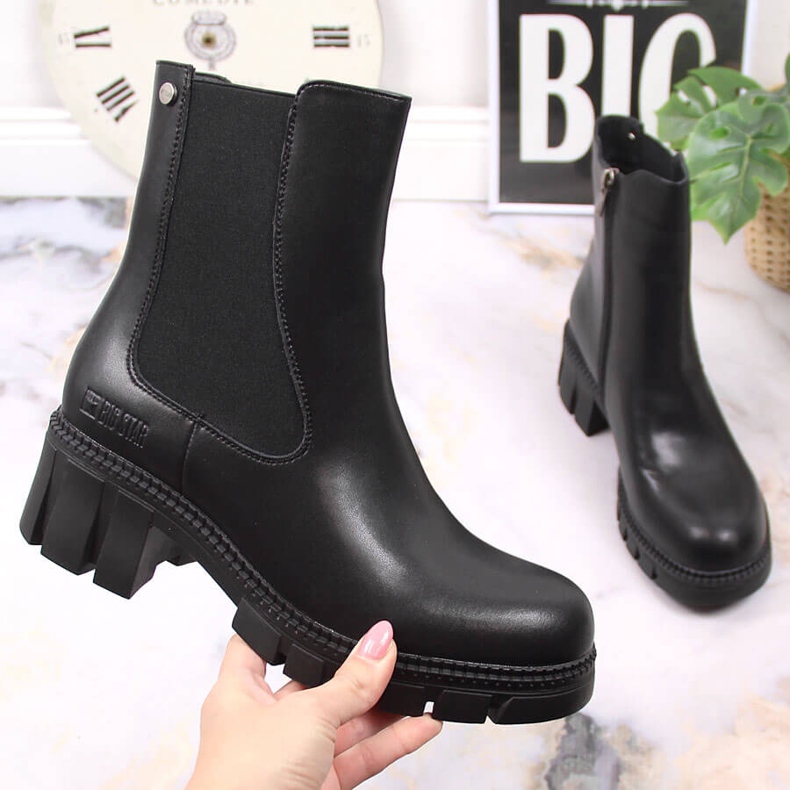 Stivali in pelle da lavoro Stivali Jodhpur isolati neri Big Star KK274492 nero 1