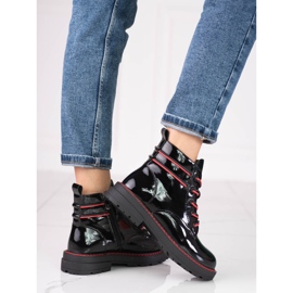 Stivali da donna laccati con filo Shelovet rosso nero 1