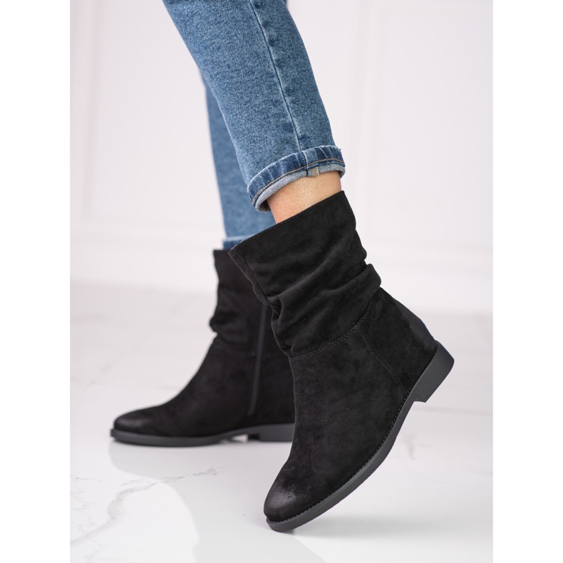 Stivali da donna in suede con zeppa Shelovet nero 1