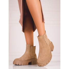 Stivaletti Shelovet Chelsea da donna in camoscio beige marrone 1