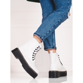 Borse Shelovet bianche da donna allacciate sulla piattaforma bianca 2