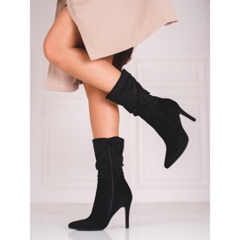 Eleganti stivali da donna su tacco Shelovet nero 1