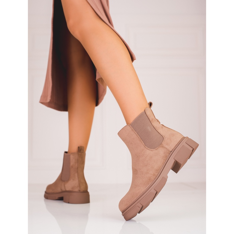 Stivali da donna in pelle scamosciata Shelovet beige Jodhpur 1