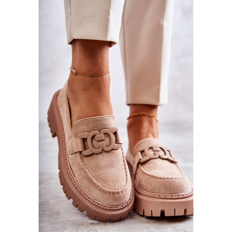 FB2 Francesina da donna con ornamento Beige Leeza H8-257 1